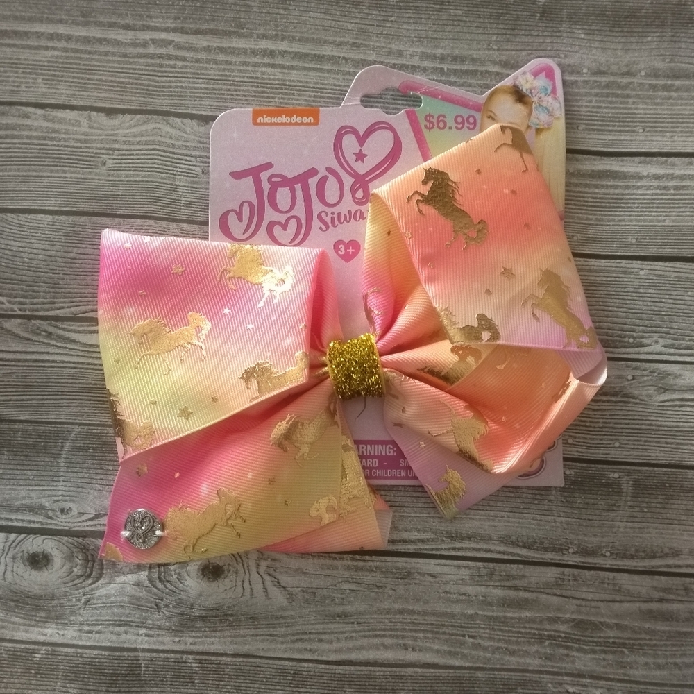 *NWT* ✂️ 3/$15 JoJo Siwa Pink and Gold Unicorn Hair Bow